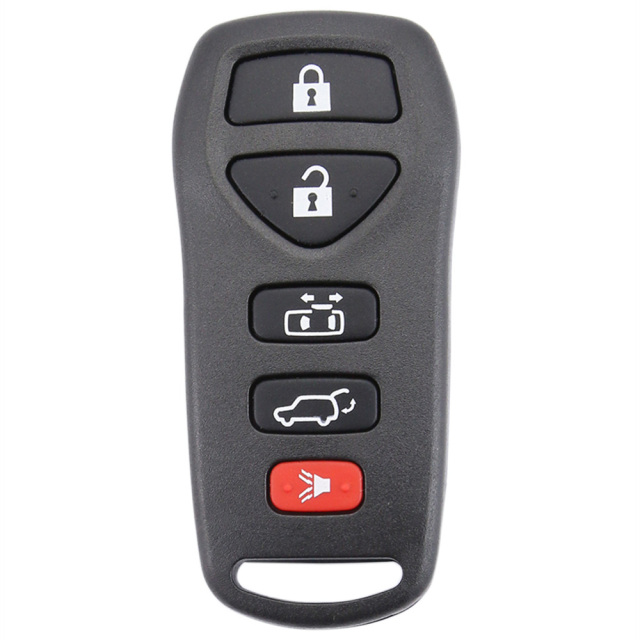 AS027021 Replacement 4 + 1 Panic 5 Buttons Car Key Case For Nissan Smart Remote Black Car Key Shell