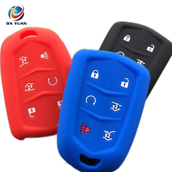 AS084008 Silicone rubber car key cover case for Cadillac 6 buttons