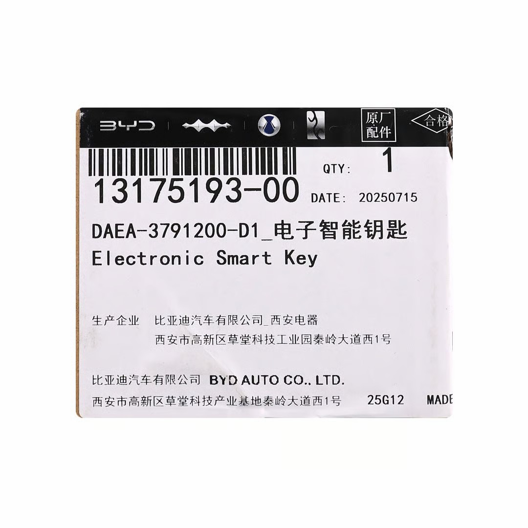 AK0660011 BYD Genuine Smart Remote Key 433.63FSK 4 Buttons 13175193-00