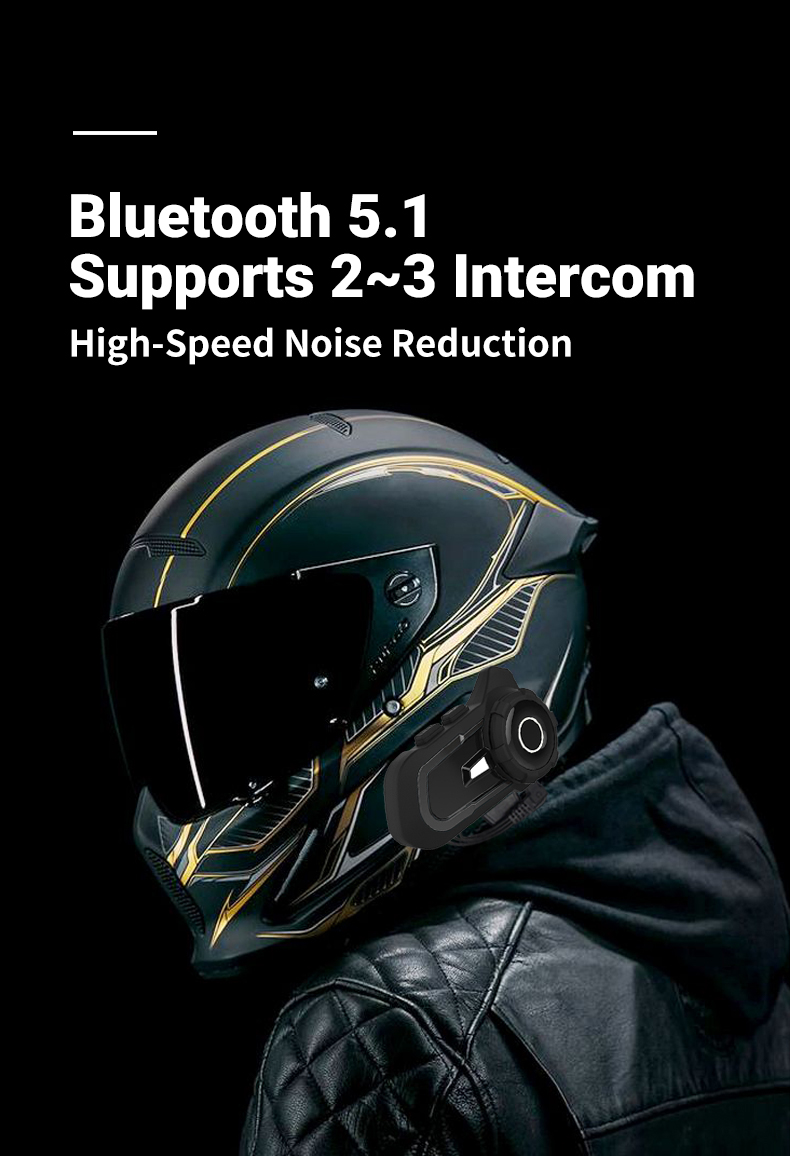 2021 Newest Design 1000m S2 Helmet Intercom Bluetooth Motorcycle Intercom Wireless Headset for 3 Rider,music Share