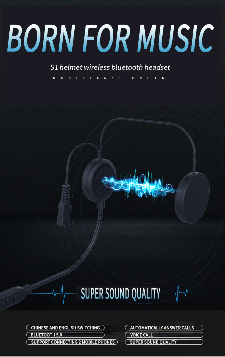 S1 Helmets Wireless Earphones Foldable Noise Cancelling Hifi Stereo Bluetooth Helmet Headphone with Mic Headsets