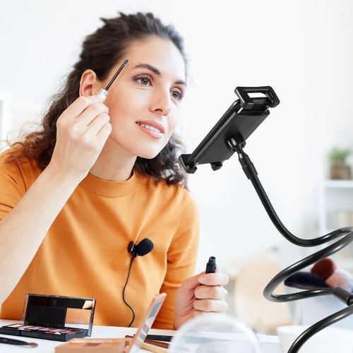 Flexible Gooseneck Arm Clip Phone and Tablet Holder, 51 inches, Black