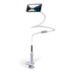 Flexible Gooseneck Arm Clip Phone and Tablet Holder, 51 inches, White