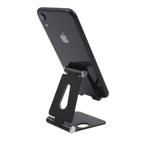 Adjustable Phone and Tablet Holder Aluminum Alloy Double Folding Stand, Black