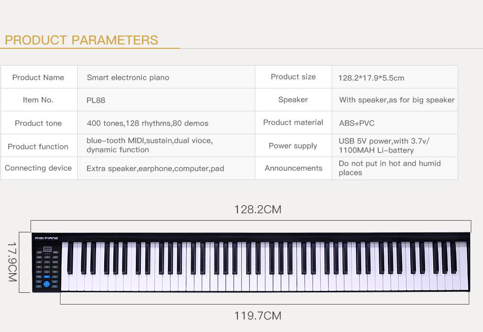 88 Key Electronic Keyboard upright Digital Piano with speaker and bluetooth for beginner