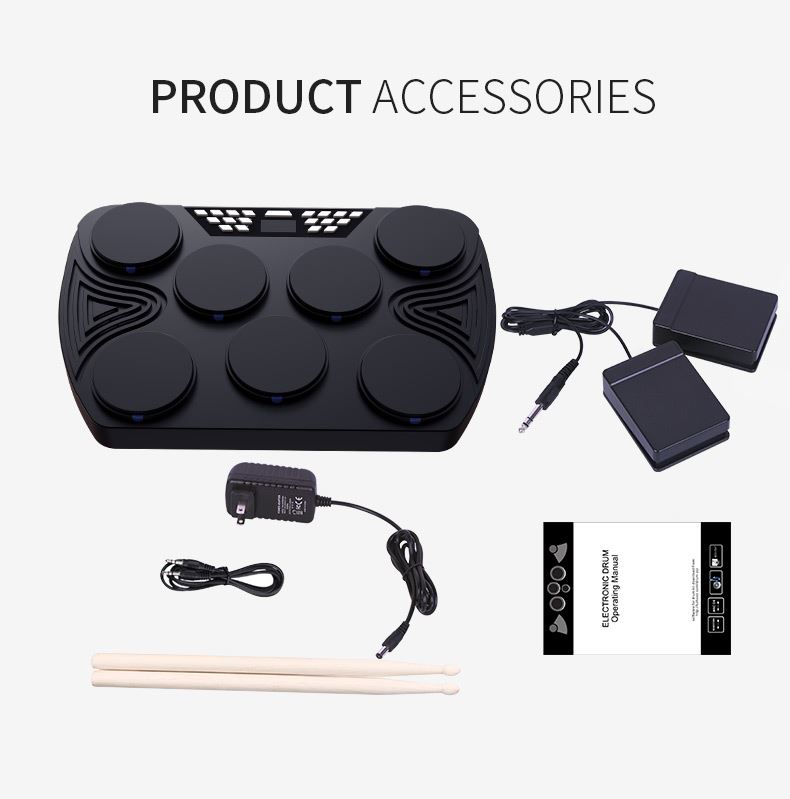 Newest miniature professional drum power by Ac adapter Or battery portable electronic drum set velocity-sensitive drum kit