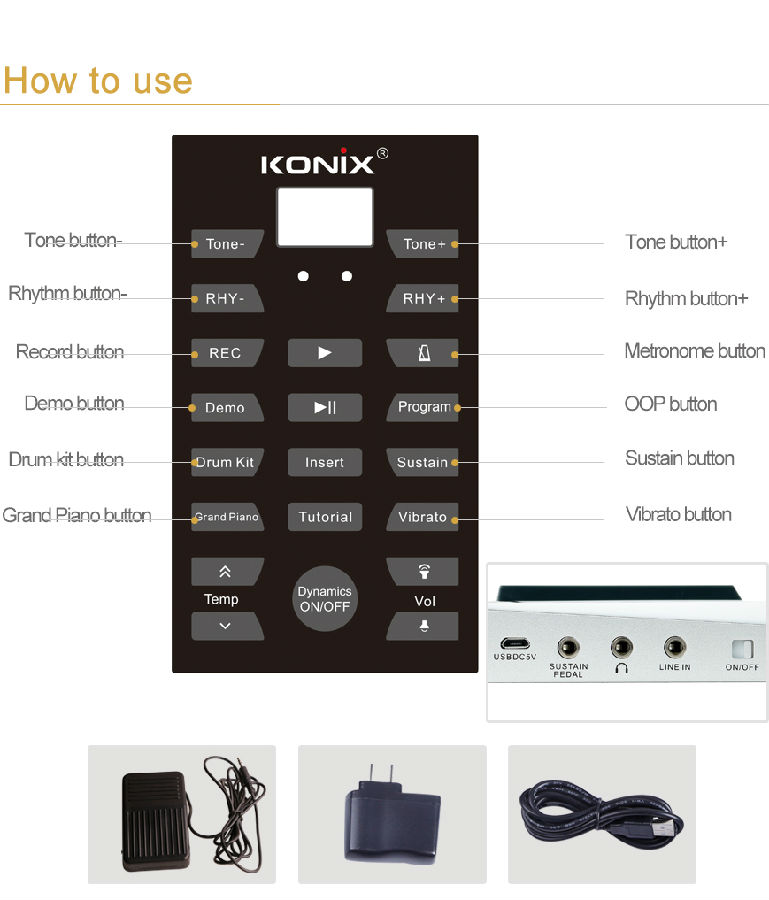49 Keys electronic piano for newer portable piano with one speaker and battery