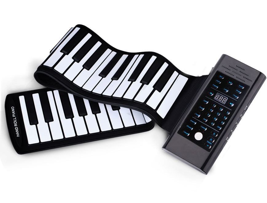 Roll up piano portable 61 key soft elastic electronic music keyboard piano built-in loudspeaker for beginners gift