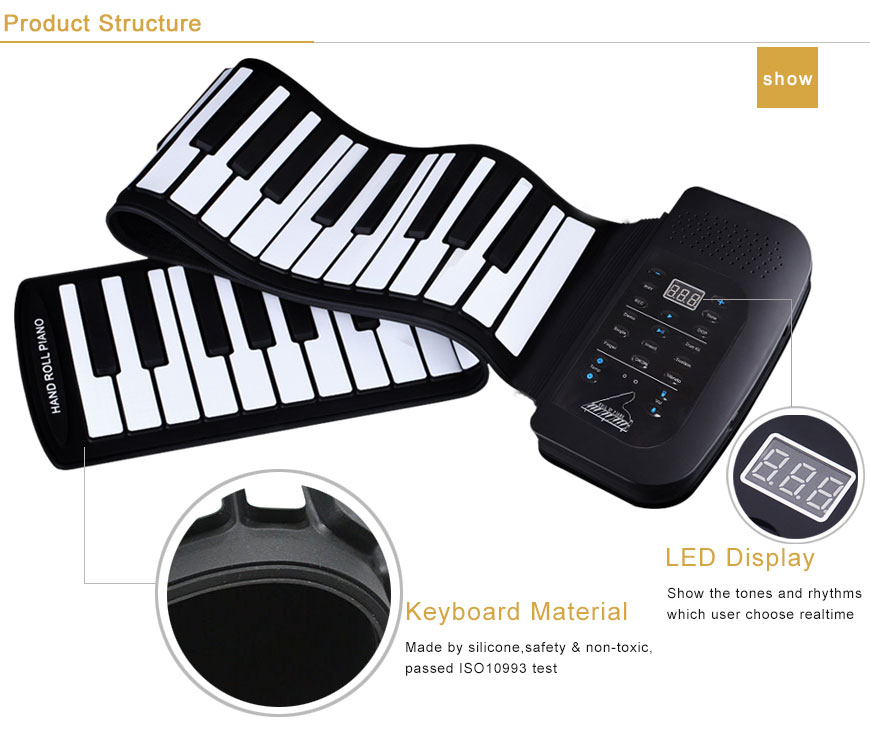 Musical instruments 61 keys digital roll up piano with midi out function