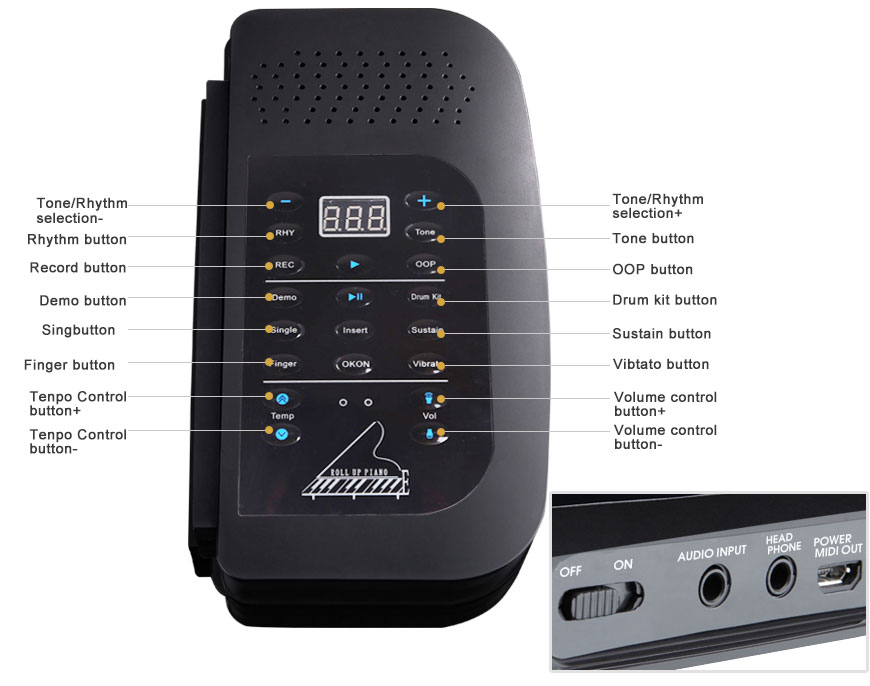 Musical instruments 61 keys digital roll up piano with midi out function