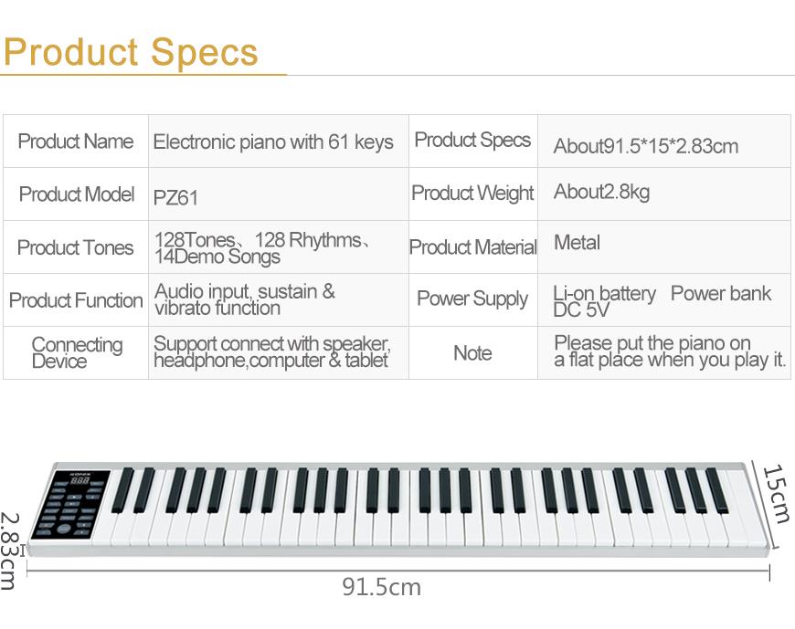 High quality smart Electronic Piano With 61 Keys and keyboard piano