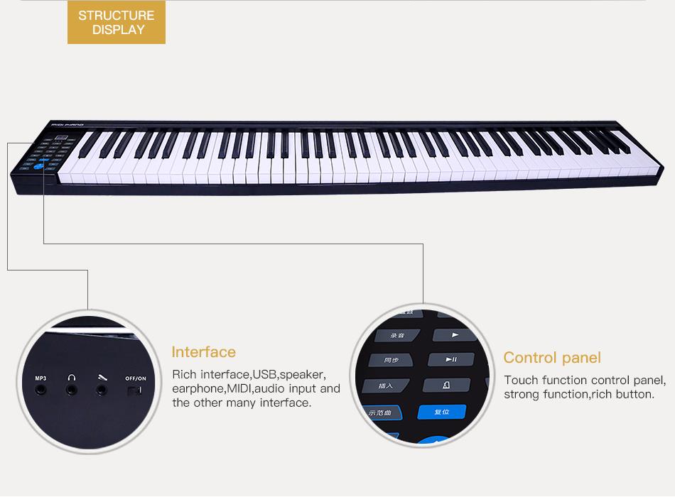 88 Key Electronic Keyboard upright Digital Piano with speaker and bluetooth for beginner