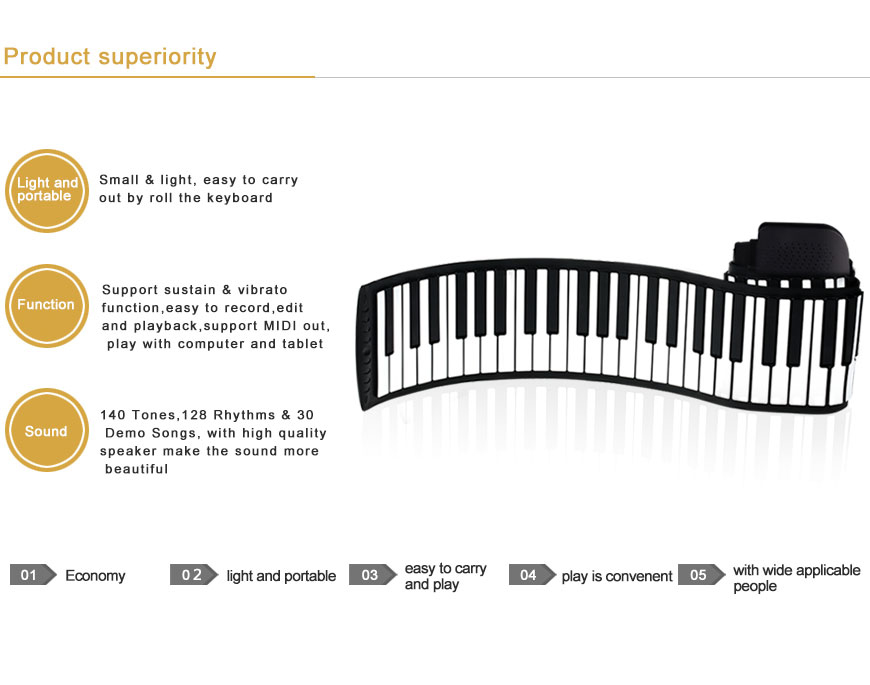 88 Keys Digital keyboard piano soft silicone keyboard Roll Up Piano
