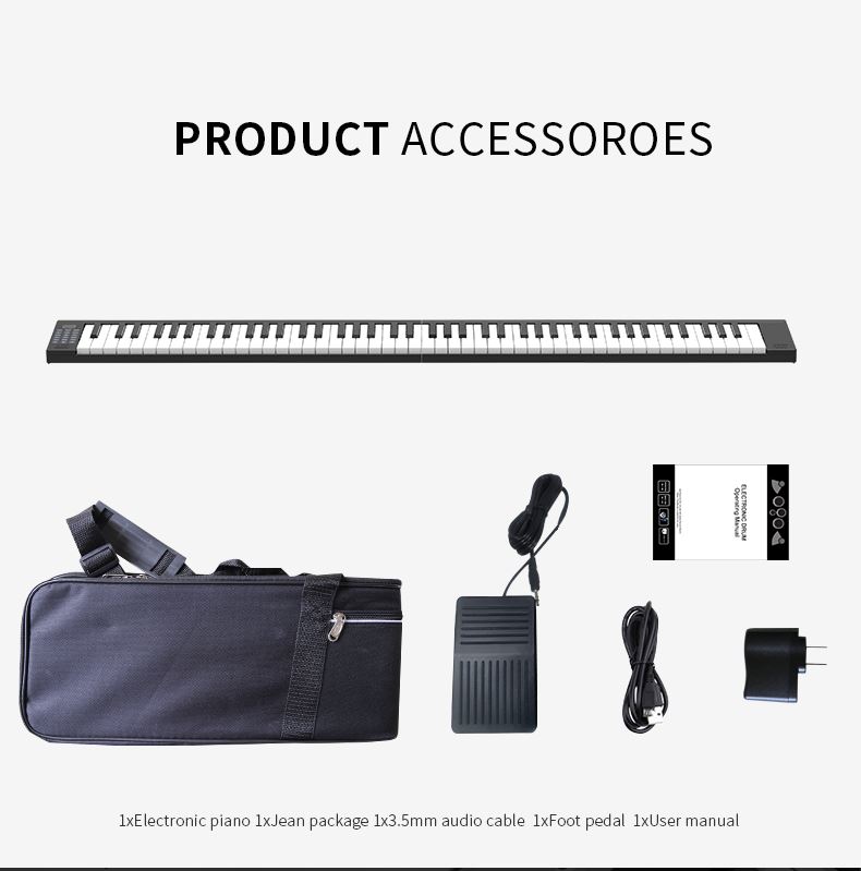 88KEYS FOLDABLE PIANO WITH DUAL SPEAKER AND BLUETOOTH MIDI PJ88