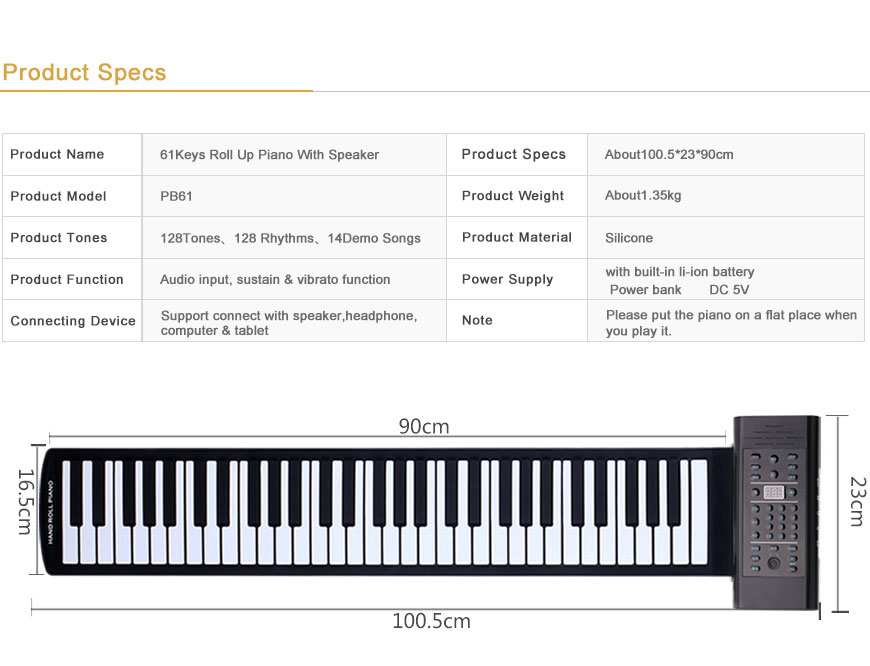 Roll up piano portable 61 key soft elastic electronic music keyboard piano built-in loudspeaker for beginners gift