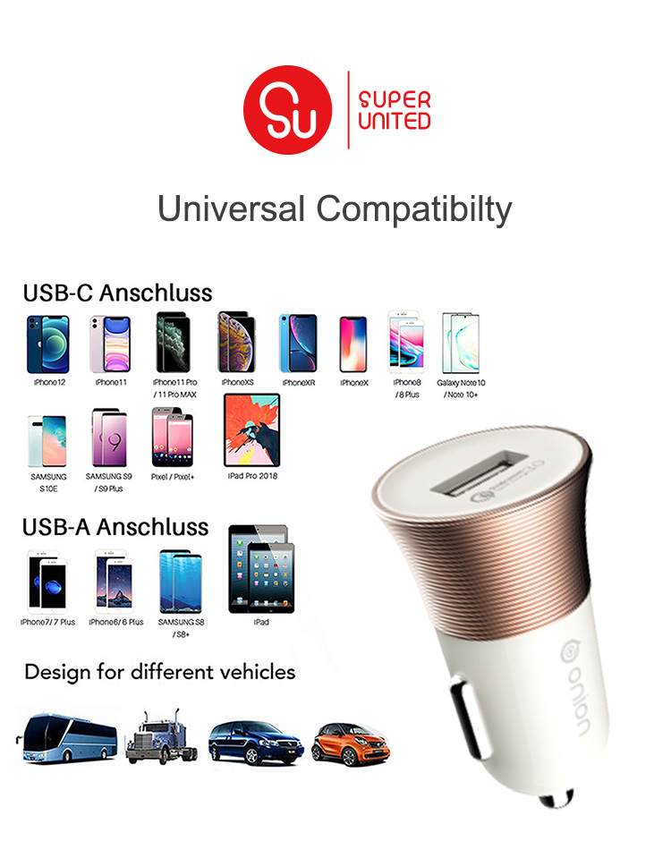 3.4A QC3.0 USB CAR CHARGER with 1 port