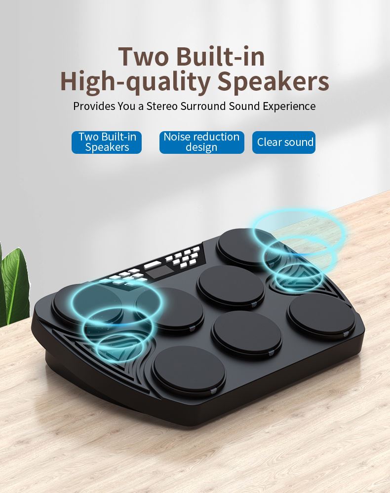 Newest miniature professional drum power by Ac adapter Or battery portable electronic drum set velocity-sensitive drum kit