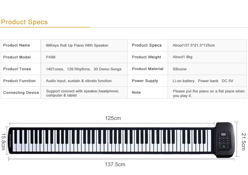 88 Keys Digital keyboard piano soft silicone keyboard Roll Up Piano