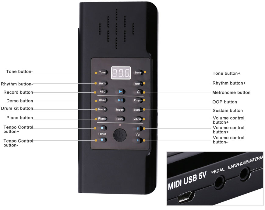 musical gift portable keyboard roll up keyboard with recording function