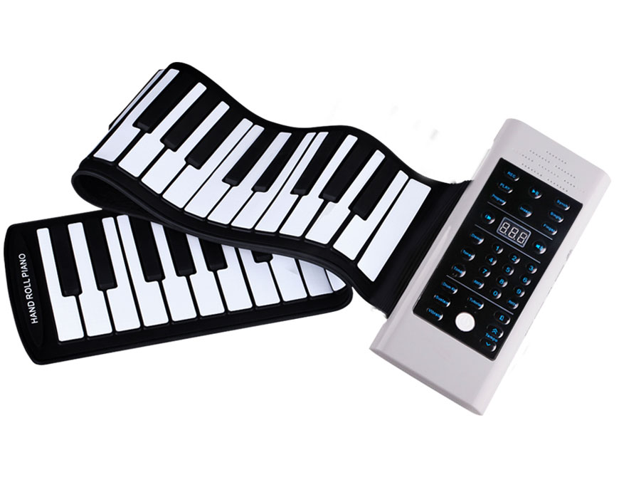 Roll up piano portable 61 key soft elastic electronic music keyboard piano built-in loudspeaker for beginners gift