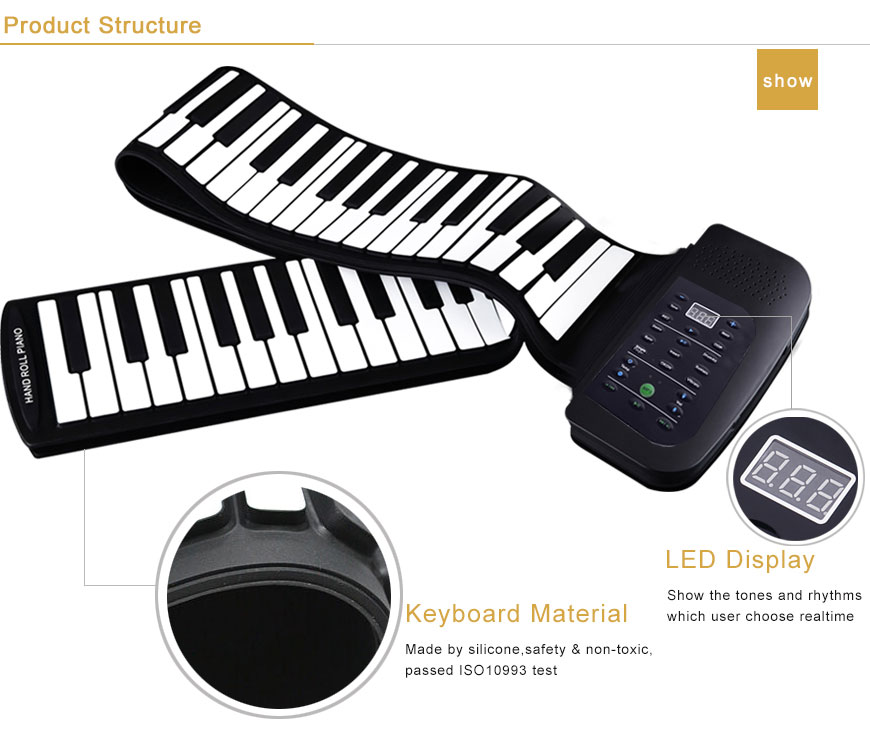88 Keys Digital keyboard piano soft silicone keyboard Roll Up Piano