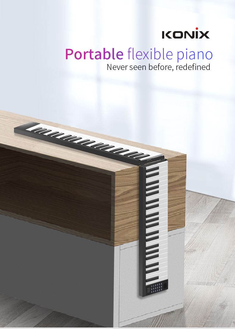 88KEYS FOLDABLE PIANO WITH DUAL SPEAKER AND BLUETOOTH MIDI PJ88
