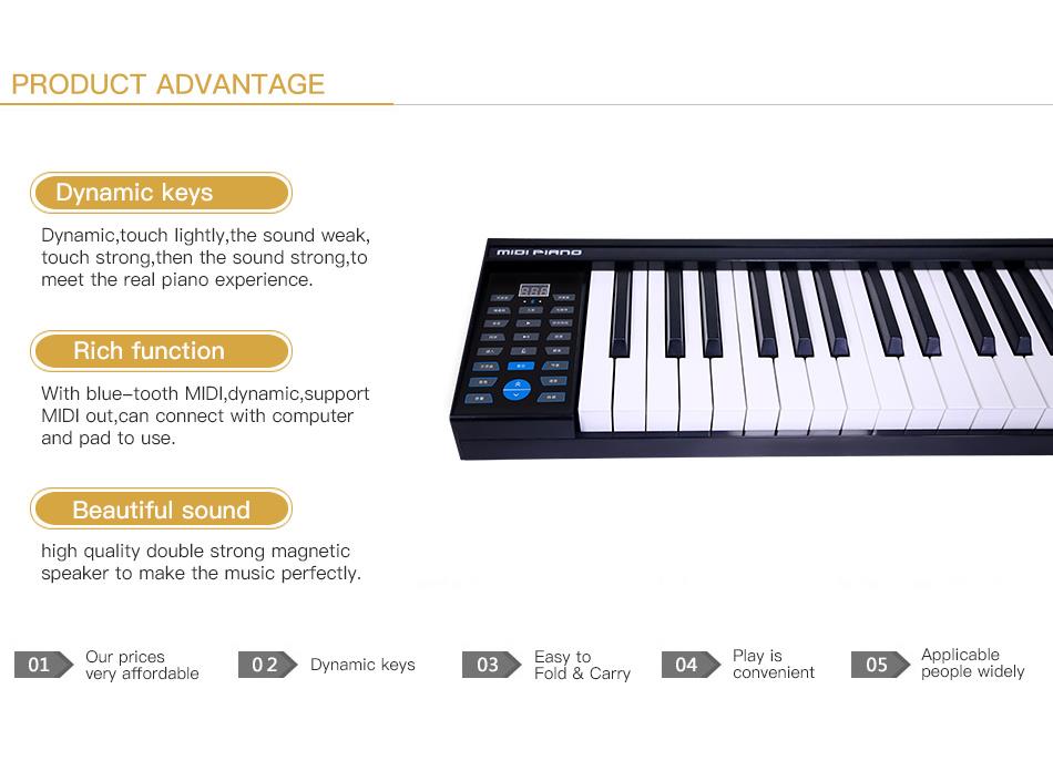88 Key Electronic Keyboard upright Digital Piano with speaker and bluetooth for beginner