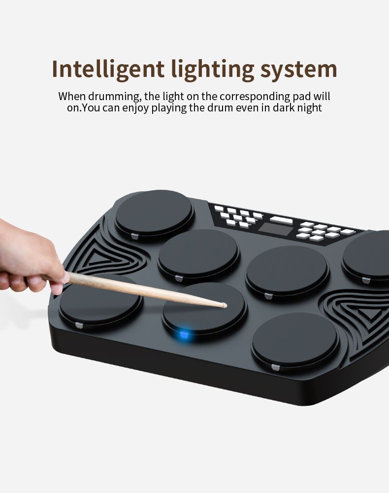 Newest miniature professional drum power by Ac adapter Or battery portable electronic drum set velocity-sensitive drum kit