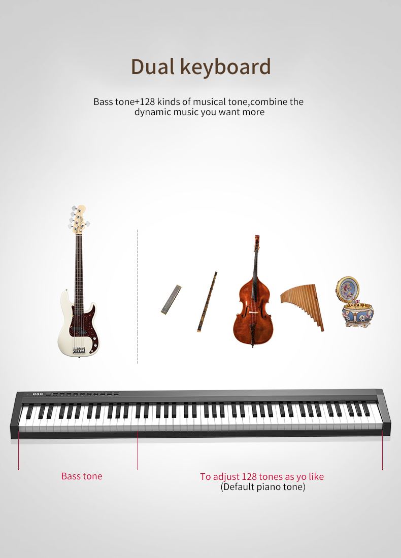 Professional electronic keyboard digital piano with double speakers portable piano for students music education