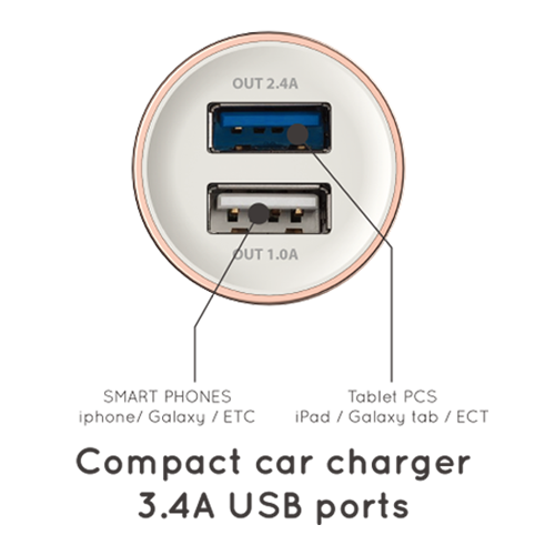 Dual output car charger QC 3.0 quick charger