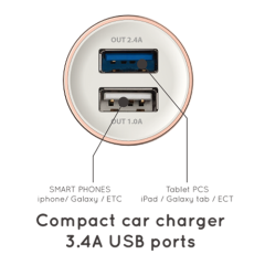 Dual output car charger QC 3.0 quick charger