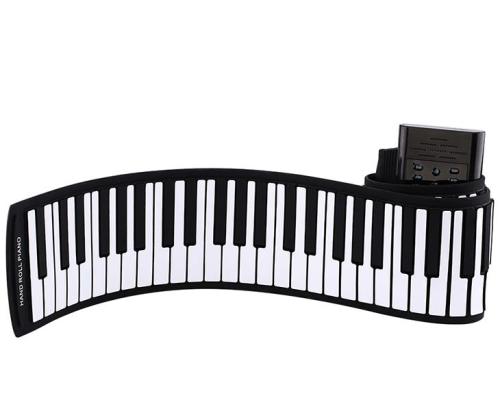 Roll up piano portable 61 key soft elastic electronic music keyboard piano built-in loudspeaker for beginners gift