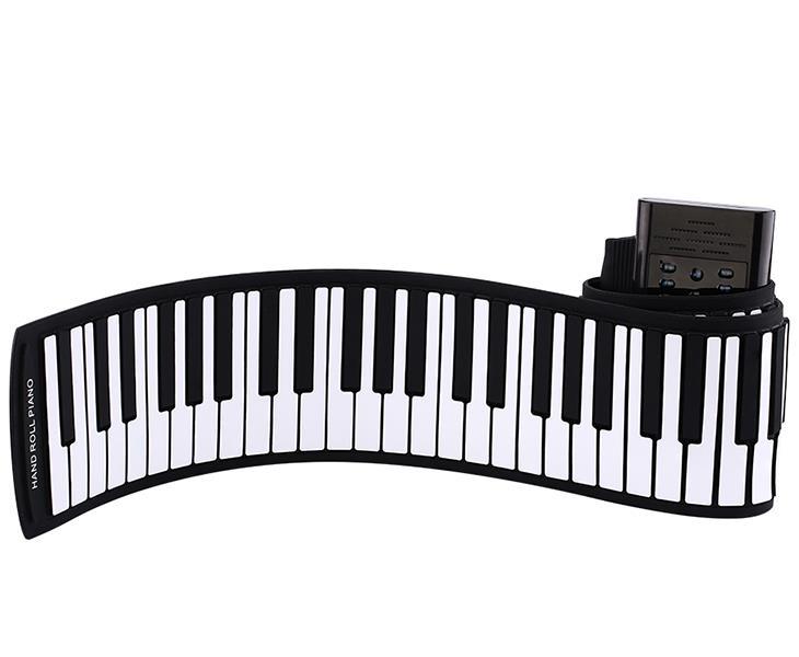 Roll up piano portable 61 key soft elastic electronic music keyboard piano built-in loudspeaker for beginners gift