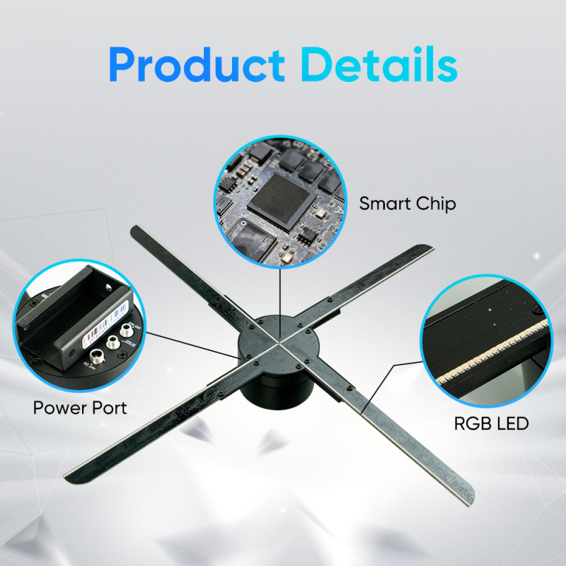 50CM 4 Blades 3D Hologram Pictures Video Technology Projector Advertising Display Technology holographic LED Fan billboard