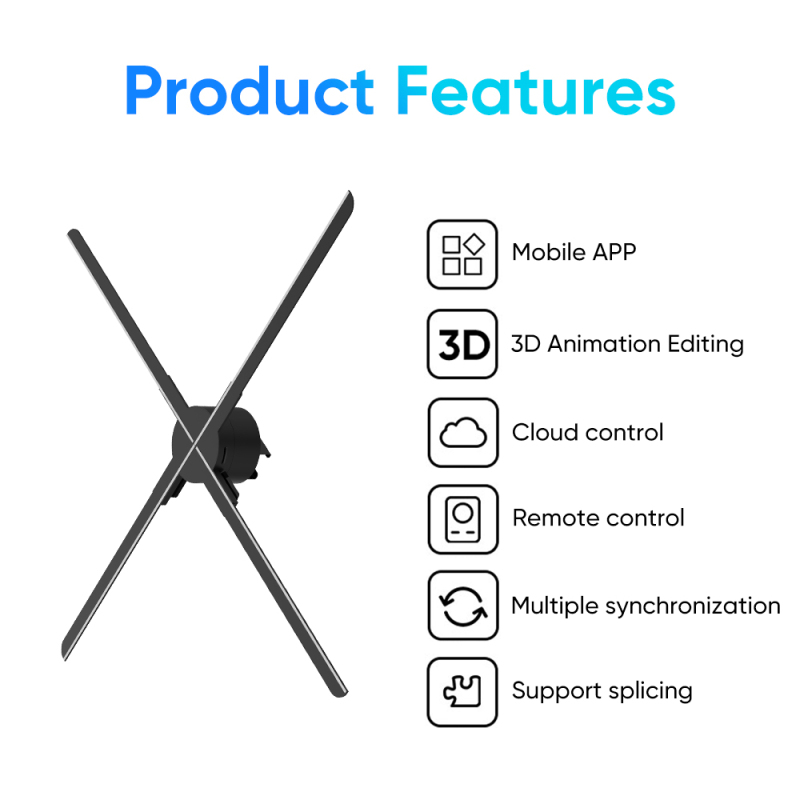 78CM 4 Blades 3D Hologram Pictures Video Technology Projector Advertising Display Technology holographic LED Fan billboard