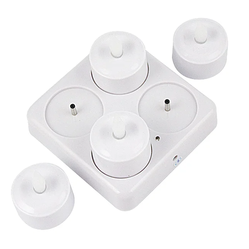 manufacturer most popular decoration house party rechargeable led candle yellow lights without remote set of 4