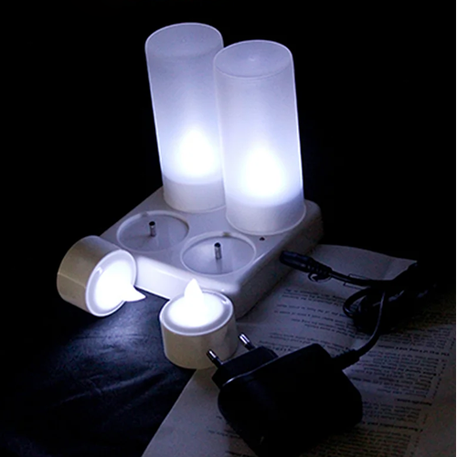 Newest design cold white color Rechargeable LED candle