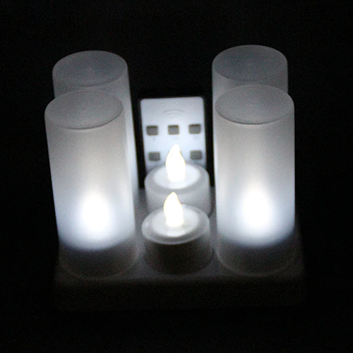 New style Remote rechargeable led cold white tealight candles