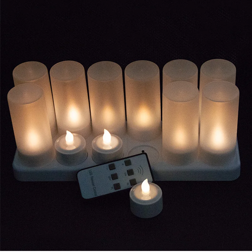 amazon hot seller Christmas holiday welding birthday party flame led candle light Rechargeable romantic led tealight candle