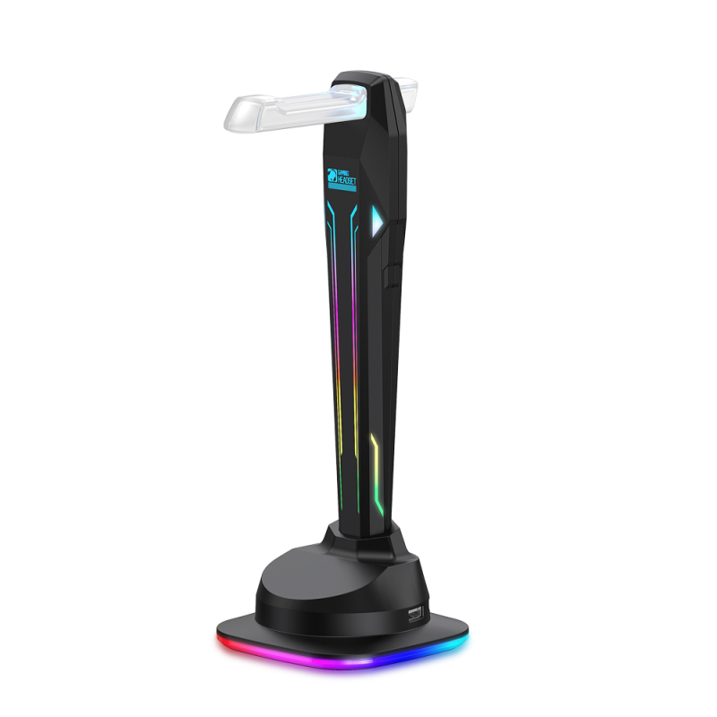 USB C Controllable RGB Gaming headset stand LED Lights Headphone Holder Stand USB 2.0 3.0 HUB Docking Station FCC Certificated