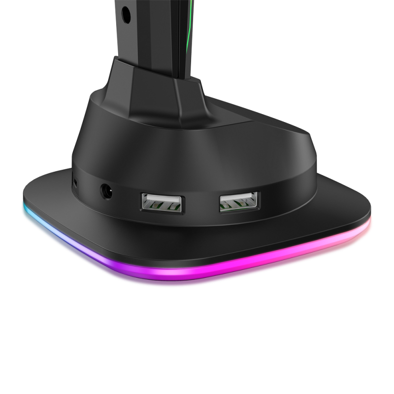 USB C Controllable RGB Gaming headset stand LED Lights Headphone Holder Stand USB 2.0 3.0 HUB Docking Station FCC Certificated
