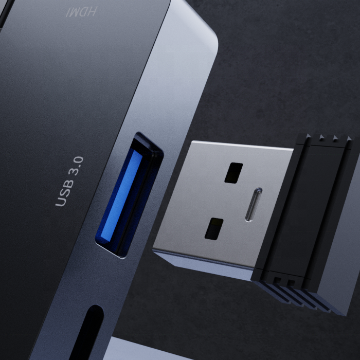 USB C Hub 7-in-1 Adapter for iPad Pro with 4K HD-MI, USB-C PD Charging