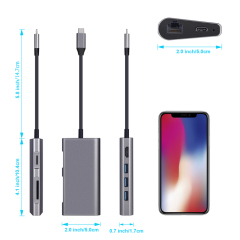 8 In 1 Type C To Ethernet Adapter Hub Usb-c Usb 3.0 For Macbook And More