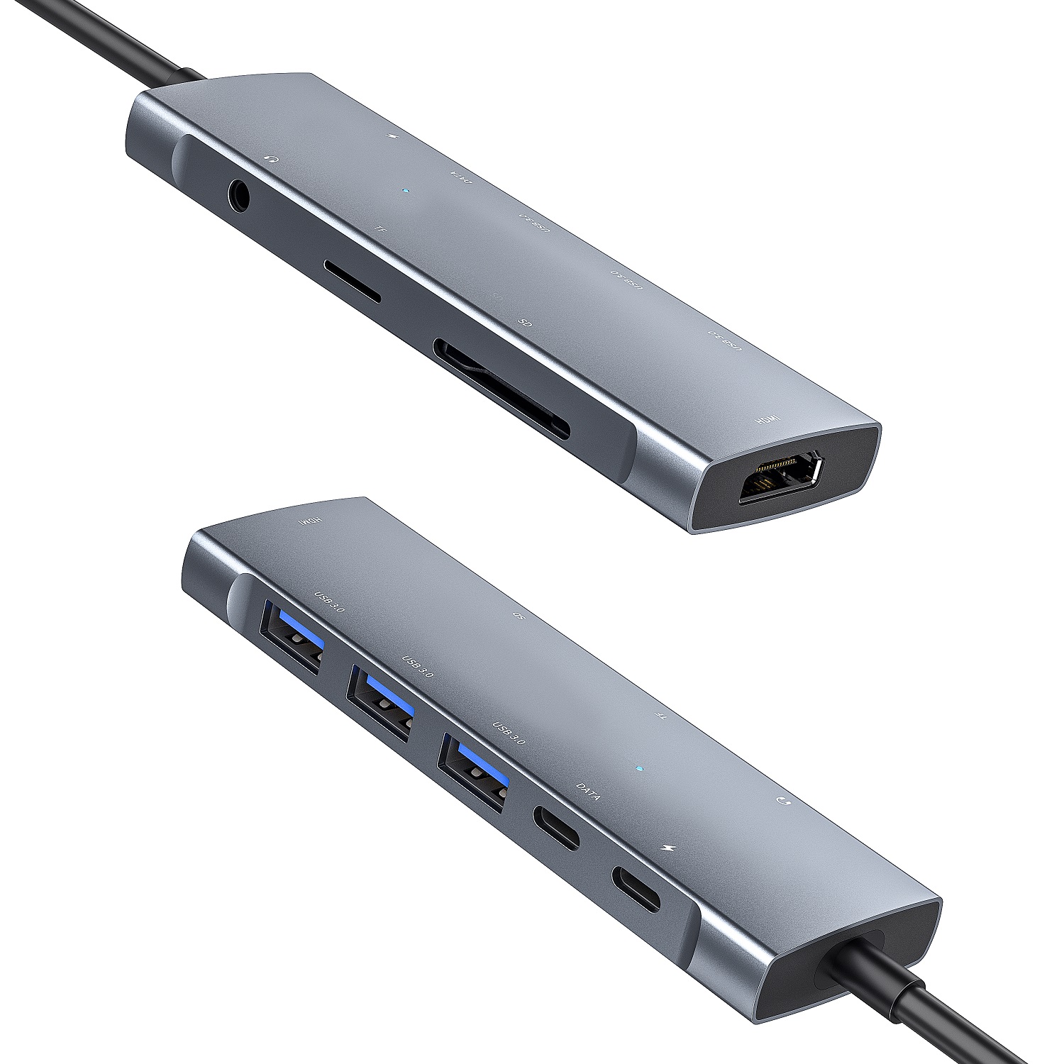 9 in 1 Type C Hub Adapter USB3.0/4K/3.5mm/SD/Micro SD for MacBook and Laptop USB-C HUB