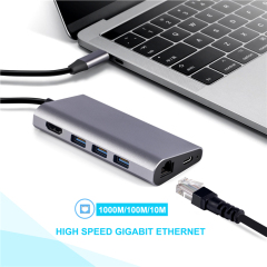 8 In 1 Type C To Ethernet Adapter Hub Usb-c Usb 3.0 For Macbook And More