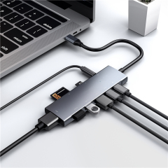 6 In 1 High Speed Usb-c 6 Port Usb Hub Pd Charging Usb 3.0 Hub With