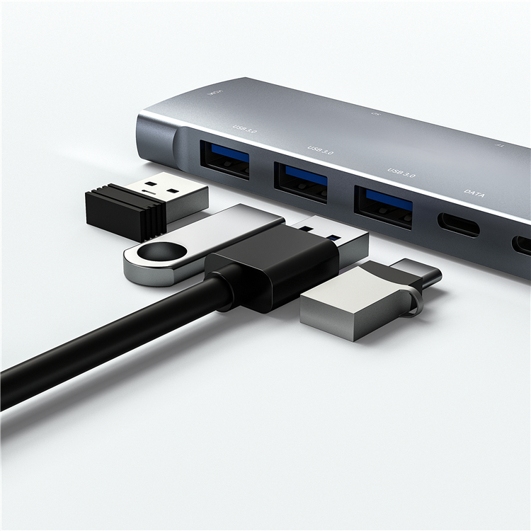 6 In 1 High Speed Usb-c 6 Port Usb Hub Pd Charging Usb 3.0 Hub With