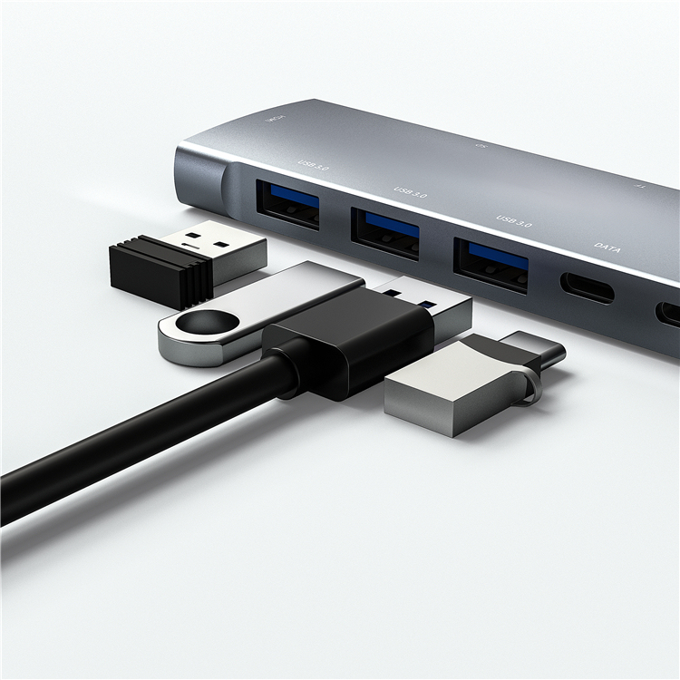 6 In 1 High Speed Usb-c 6 Port Usb Hub Pd Charging Usb 3.0 Hub With