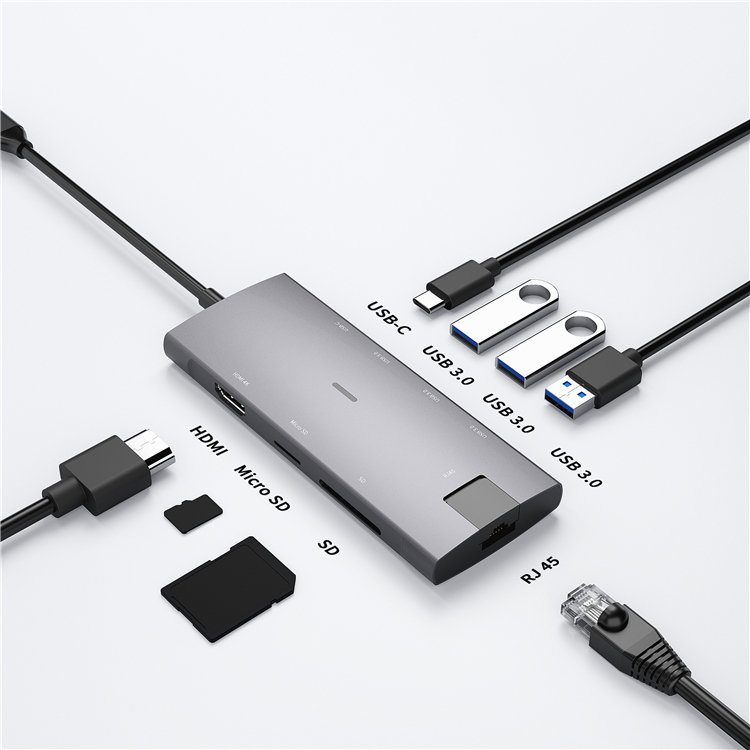 New 8 In 1 Usb C Hub Type C To Ethernet pdsdtfusb3.03 Exported To Worldwide