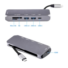Usb Type C Hub Adapter 6 In 1 Type C Docking Station With PD/SD/TF/USB3.0*2